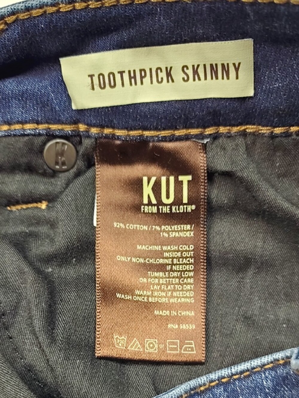 Kut from the Kloth Indigo Stretch Toothpick Skinny Jeans Women's Size 8 Short - Picture 7 of 12